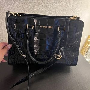 Michael Kors black crocodile print purse